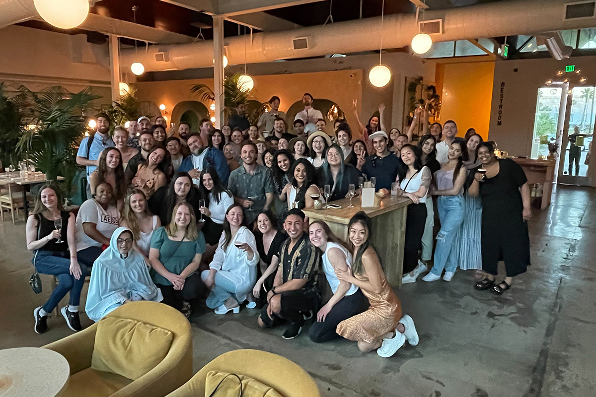 Bamboo group photo at a restaurant